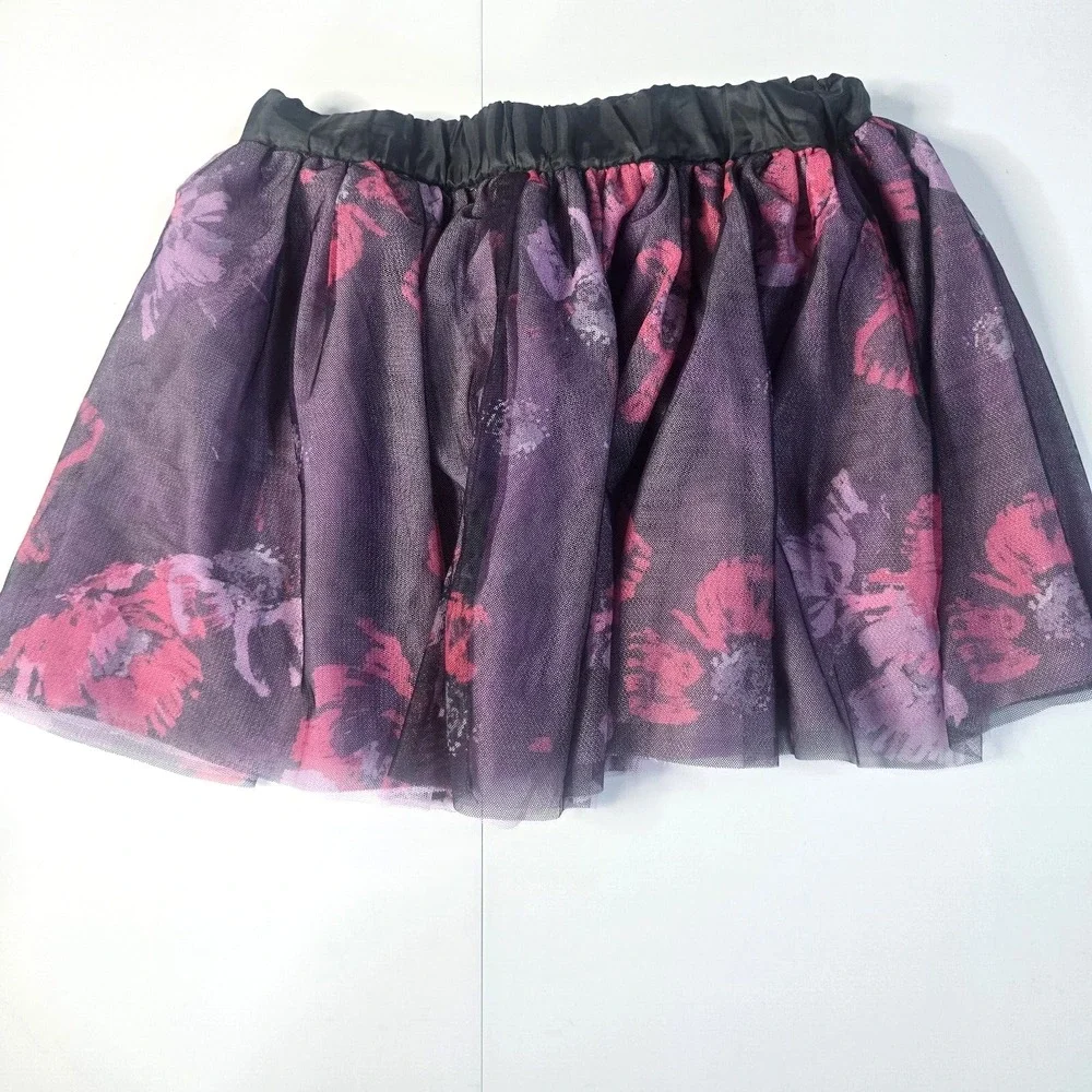 Gymboree Tutu‎ Skirt Girls 12 Purple Floral Whimsigoth Balletcore Layered Tulle